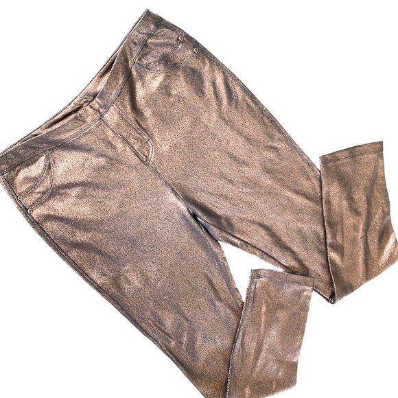 Soft Surroundings Pants - Soft Surroundings Leggings Copper Metallic Brown Skinny 32 x 28